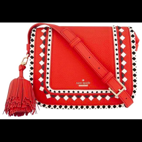 kate spade Handbags - Jasper Crown St Prickly Pear Red Leather CrossBody
